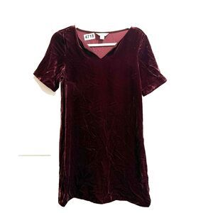 Sundance Womens Plum Olivia A Line Dress XS Velvet V Neck Pullover Short Sleeve